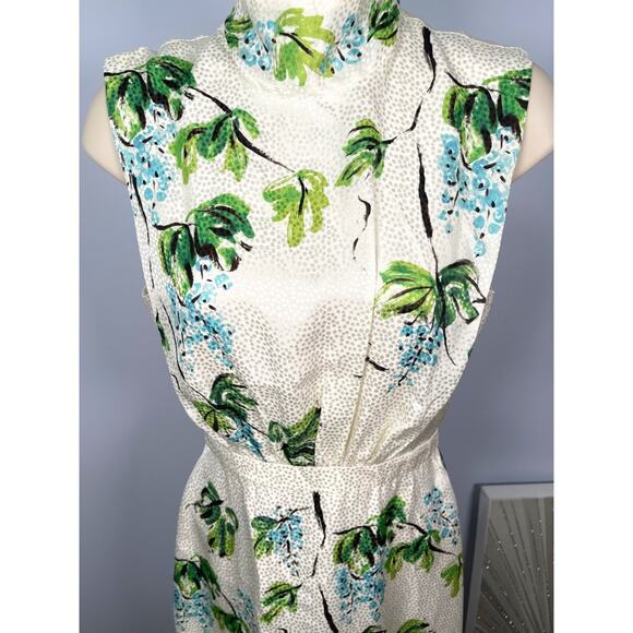 Saloni Fleur Silk Floral Mini Dress in Dotty Stamped Blueberry Size 2 - Picture 5 of 9